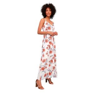 Somedays Lovin Sweet Surrender White Floral Print Button-Up Maxi Dress Size XS